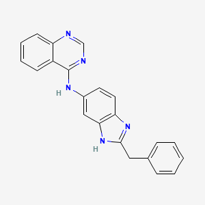 molecular formula C22H17N5 B1192793 N-(2-Benzyl-1H-benzimidazole-5-yl)quinazoline-4-amine 