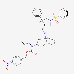 molecular formula C36H44N4O6S B1192798 (4-nitrophenyl)methyl N-allyl-N-[8-[4-[benzenesulfonyl(methyl)amino]-3-methyl-3-phenyl-butyl]-8-azabicyclo[3.2.1]octan-3-yl]carbamate 