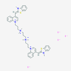 molecular formula C49H58I4N6S2 B119282 1,1'-(4,4,7,7-Tetramethyl-4,7-diazaundecamethylene)-bis-4-(3-methyl-2,3-dihydro-(benzo-1,3-thiazole)-2-methylidene)-quinolinium tetraiodide CAS No. 143413-84-7