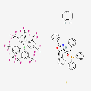 molecular formula C77H58BF24IrNO2P- B11928215 [1-benzyl-1-[(4R,5R)-5-methyl-2-phenyl-4,5-dihydrooxazol-4-yl]-2-phenyl-ethoxy]-diphenyl-phosphane;(1Z,5Z)-cycloocta-1,5-diene;iridium(1+);tetrakis[3,5-bis(trifluoromethyl)phenyl]boranuide 