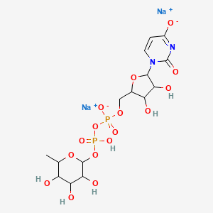 molecular formula C15H22N2Na2O16P2 B11928382 Disodium;[3,4-dihydroxy-5-(4-oxido-2-oxopyrimidin-1-yl)oxolan-2-yl]methyl [hydroxy-(3,4,5-trihydroxy-6-methyloxan-2-yl)oxyphosphoryl] phosphate 