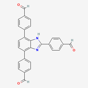 molecular formula C28H18N2O3 B11928690 4,4',4''-(1H-Benzo[d]imidazole-2,4,7-triyl)tribenzaldehyde 