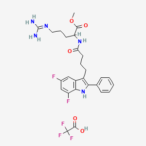 molecular formula C27H30F5N5O5 B11929154 methyl 5-(diaminomethylideneamino)-2-[4-(5,7-difluoro-2-phenyl-1H-indol-3-yl)butanoylamino]pentanoate;2,2,2-trifluoroacetic acid 