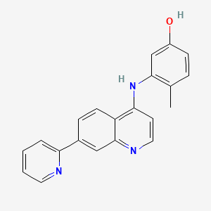 molecular formula C21H18ClN3O B1192929 4-Methyl-3-{[7-(pyridin-2-yl)quinolin-4-yl]amino}phenol 