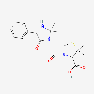molecular formula C19H23N3O4S B11929309 6-(2,2-Dimethyl-5-oxo-4-phenylimidazolidin-1-yl)-3,3-dimethyl-7-oxo-4-thia-1-azabicyclo[3.2.0]heptane-2-carboxylic acid 