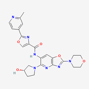molecular formula C24H25N7O5 B11929313 (S)-N-(5-(3-hydroxypyrrolidin-1-yl)-2-morpholinooxazolo[4,5-b]pyridin-6-yl)-2-(2-methylpyridin-4-yl)oxazole-4-carboxamide 