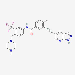 molecular formula C29H27F3N6O B1192932 3-((1H-吡唑并[3,4-b]吡啶-5-基)乙炔基)-4-甲基-N-(4-((4-甲基哌嗪-1-基)甲基)-3-(三氟甲基)苯基)苯甲酰胺 CAS No. 1257628-77-5
