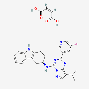 molecular formula C29H28FN7O4 B11930301 AHR antagonist 5 hemimaleate 