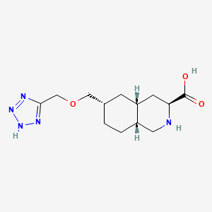 B1193074 3-Isoquinolinecarboxylic acid, decahydro-6-((1H-tetrazol-5-ylmethoxy)methyl)-, (3alpha,4aalpha,6beta,8aalpha)- CAS No. 160126-61-4