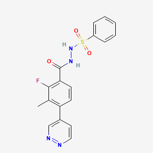 molecular formula C18H15FN4O3S B11932068 N'-(benzenesulfonyl)-2-fluoro-3-methyl-4-pyridazin-4-ylbenzohydrazide 