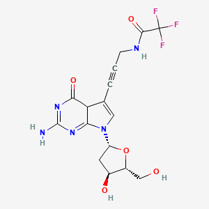 molecular formula C16H16F3N5O5 B11932236 N-[3-[2-amino-7-[(2R,4S,5R)-4-hydroxy-5-(hydroxymethyl)oxolan-2-yl]-4-oxo-4aH-pyrrolo[2,3-d]pyrimidin-5-yl]prop-2-ynyl]-2,2,2-trifluoroacetamide 