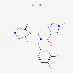 molecular formula C19H23Cl2FN4O B11932255 N-[(3-chloro-4-fluorophenyl)methyl]-1-methyl-N-[[(1S,5R)-3-methyl-3-azabicyclo[3.1.0]hexan-6-yl]methyl]imidazole-4-carboxamide;hydrochloride 