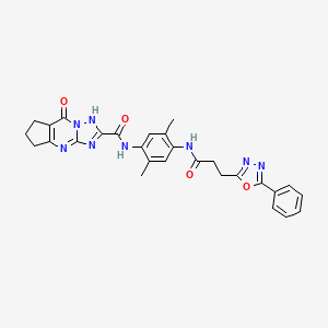 molecular formula C28H26N8O4 B1193230 PDZ1i 