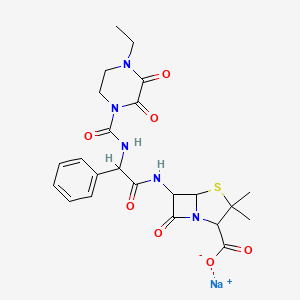 molecular formula C23H26N5NaO7S B11932374 sodium (2R,5S,6S)-6-[[(2R)-2-[[(4-ethyl-2,3-dioxo-1-piperazinyl)-oxomethyl]amino]-1-oxo-2-phenylethyl]amino]-3,3-dimethyl-7-oxo-4-thia-1-azabicyclo[3.2.0]heptane-2-carboxylate 