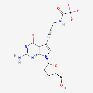 molecular formula C16H16F3N5O4 B11932404 N-[3-[2-amino-7-[(2R,5S)-5-(hydroxymethyl)oxolan-2-yl]-4-oxo-4aH-pyrrolo[2,3-d]pyrimidin-5-yl]prop-2-ynyl]-2,2,2-trifluoroacetamide 