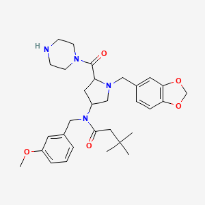 molecular formula C31H42N4O5 B11932469 N-[(3S,5S)-1-(1,3-Benzodioxol-5-ylmethyl)-5-(1-piperazinylcarbonyl)-3-pyrrolidinyl]-N-[(3-methoxyphenyl)methyl]-3,3-dimethylbutanamide 