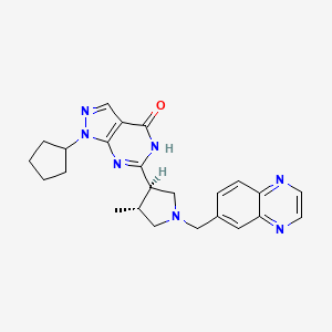 molecular formula C24H27N7O B11932561 trans-1-cyclopentyl-6-(4-methyl-1-(quinoxalin-6-ylmethyl)pyrrolidin-3-yl)-1H-pyrazolo[3,4-d]pyrimidin-4(5H)-one 