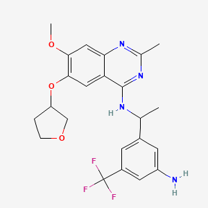 molecular formula C23H25F3N4O3 B11932594 N-[1-[3-amino-5-(trifluoromethyl)phenyl]ethyl]-7-methoxy-2-methyl-6-(oxolan-3-yloxy)quinazolin-4-amine 