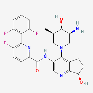 molecular formula C26H26F3N5O3 B11932661 N-[(7S)-4-[(3S,4S,5R)-3-amino-4-hydroxy-5-methylpiperidin-1-yl]-7-hydroxy-6,7-dihydro-5H-cyclopenta[b]pyridin-3-yl]-6-(2,6-difluorophenyl)-5-fluoropyridine-2-carboxamide 