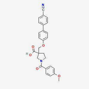 3-[[4-(4-Cyanophenyl)phenoxy]methyl]-1-(4-methoxybenzoyl)pyrrolidine-3-carboxylic acid