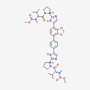 molecular formula C41H50N8O8 B11932810 methyl N-[(2R)-1-[(2R)-2-[5-[4-[7-[2-[(2R)-1-[(2R)-2-(methoxycarbonylamino)-3-methylbutanoyl]pyrrolidin-2-yl]-1H-imidazol-5-yl]-1,3-benzodioxol-4-yl]phenyl]-1H-imidazol-2-yl]pyrrolidin-1-yl]-3-methyl-1-oxobutan-2-yl]carbamate 