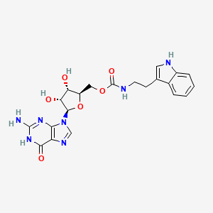 molecular formula C21H23N7O6 B11932931 Tryptamine guanosine carbamate 