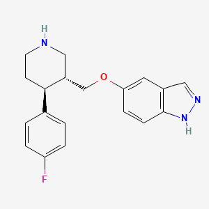 molecular formula C19H20FN3O B11933134 5-[[(3R,4S)-4-(4-fluorophenyl)piperidin-3-yl]methoxy]-1H-indazole 