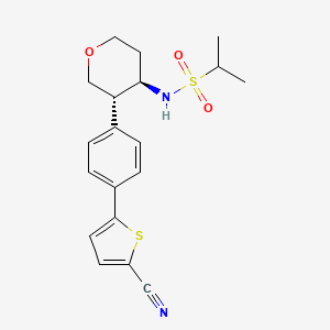 molecular formula C19H22N2O3S2 B11933454 N-[(3S,4R)-3-[4-(5-cyanothiophen-2-yl)phenyl]oxan-4-yl]propane-2-sulfonamide 