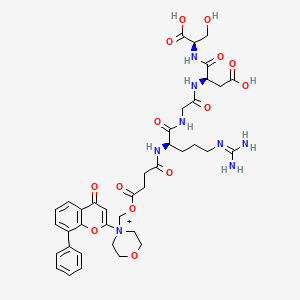 molecular formula C39H49N8O14+ B11933465 (3R)-4-[[(1R)-1-carboxy-2-hydroxyethyl]amino]-3-[[2-[[(2R)-5-(diaminomethylideneamino)-2-[[4-oxo-4-[[4-(4-oxo-8-phenylchromen-2-yl)morpholin-4-ium-4-yl]methoxy]butanoyl]amino]pentanoyl]amino]acetyl]amino]-4-oxobutanoic acid 
