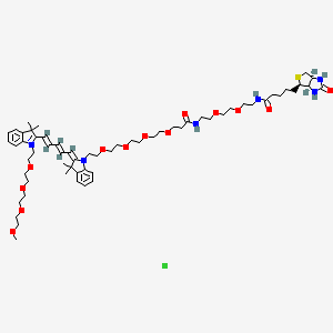 molecular formula C61H93ClN6O13S B1193352 N-(m-PEG4)-N'-(Biotin-PEG2-Amido-PEG4)-Cy5 