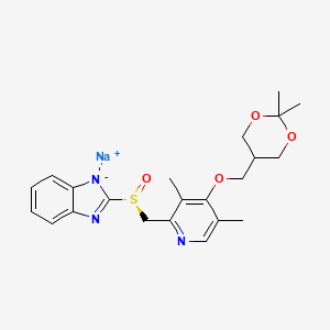 molecular formula C22H26N3NaO4S B11933538 sodium;2-[(S)-[4-[(2,2-dimethyl-1,3-dioxan-5-yl)methoxy]-3,5-dimethylpyridin-2-yl]methylsulfinyl]benzimidazol-1-ide 