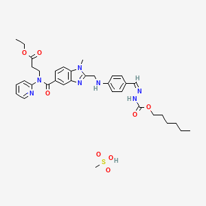 molecular formula C35H45N7O8S B11933652 ethyl 3-[[2-[[4-[(Z)-(hexoxycarbonylhydrazinylidene)methyl]anilino]methyl]-1-methylbenzimidazole-5-carbonyl]-pyridin-2-ylamino]propanoate;methanesulfonic acid 