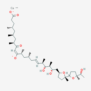 molecular formula C41H70CaO9 B11933659 calcium;(4R,6S,8S,10E,12R,14R,16E,18R,19R,20S,21S)-19,21-dihydroxy-22-[(2S,5S)-5-[(2R,5S)-5-[(1R)-1-hydroxyethyl]-5-methyloxolan-2-yl]-5-methyloxolan-2-yl]-4,6,8,12,14,18,20-heptamethyl-11-oxido-9-oxodocosa-10,16-dienoate 