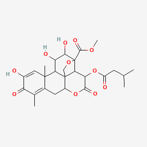 molecular formula C26H32O11 B11933695 Methyl 11,15,16-trihydroxy-9,13-dimethyl-3-(3-methylbutanoyloxy)-4,10-dioxo-5,18-dioxapentacyclo[12.5.0.01,6.02,17.08,13]nonadeca-8,11-diene-17-carboxylate 