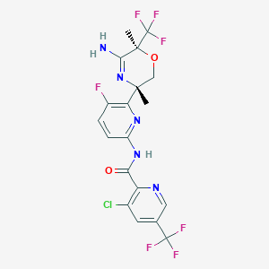 molecular formula C19H15ClF7N5O2 B11933782 N-[6-[(3S,6S)-5-amino-3,6-dimethyl-6-(trifluoromethyl)-2H-1,4-oxazin-3-yl]-5-fluoropyridin-2-yl]-3-chloro-5-(trifluoromethyl)pyridine-2-carboxamide 