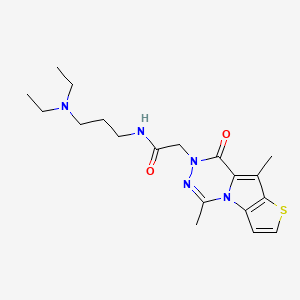 molecular formula C19H27N5O2S B1193381 N-(3-(Diethylamino)propyl)-2-(5,9-dimethyl-8-oxothieno[2',3':4,5]pyrrolo[1,2-d][1,2,4]triazin-7(8H)-yl)acetamide 