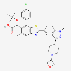 molecular formula C36H39ClN4O4S B11933834 (2R)-2-[7-(4-chlorophenyl)-5-methyl-2-[1-methyl-3-[1-(oxetan-3-yl)piperidin-4-yl]indazol-5-yl]-1,3-benzothiazol-6-yl]-2-[(2-methylpropan-2-yl)oxy]acetic acid 