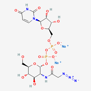 molecular formula C17H24N6Na2O17P2 B11933859 disodium;[(2R,3R,4R,5S,6R)-3-[(2-azidoacetyl)amino]-4,5-dihydroxy-6-(hydroxymethyl)oxan-2-yl] [[(2R,3S,4R,5R)-5-(2,4-dioxopyrimidin-1-yl)-3,4-dihydroxyoxolan-2-yl]methoxy-oxidophosphoryl] phosphate 