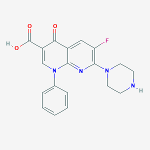 molecular formula C19H17FN4O3 B011934 6-Fluoro-4-oxo-1-phenyl-7-piperazin-1-yl-1,4-dihydro-[1,8]naphthyridine-3-carboxylic acid CAS No. 100426-72-0