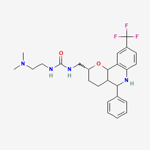 molecular formula C25H31F3N4O2 B11934033 1-[2-(dimethylamino)ethyl]-3-[[(2R)-5-phenyl-9-(trifluoromethyl)-3,4,4a,5,6,10b-hexahydro-2H-pyrano[3,2-c]quinolin-2-yl]methyl]urea 