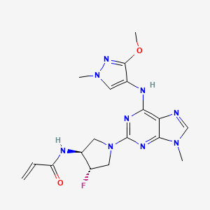 molecular formula C18H22FN9O2 B11934075 N-[(3S,4S)-4-fluoro-1-[6-[(3-methoxy-1-methylpyrazol-4-yl)amino]-9-methylpurin-2-yl]pyrrolidin-3-yl]prop-2-enamide 