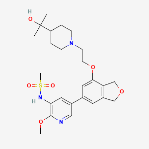 molecular formula C25H35N3O6S B11934172 N-[5-[7-[2-[4-(2-hydroxypropan-2-yl)piperidin-1-yl]ethoxy]-1,3-dihydro-2-benzofuran-5-yl]-2-methoxypyridin-3-yl]methanesulfonamide 