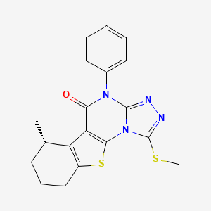 molecular formula C19H18N4OS2 B11934284 (11S)-11-methyl-3-methylsulfanyl-7-phenyl-16-thia-2,4,5,7-tetrazatetracyclo[7.7.0.02,6.010,15]hexadeca-1(9),3,5,10(15)-tetraen-8-one 