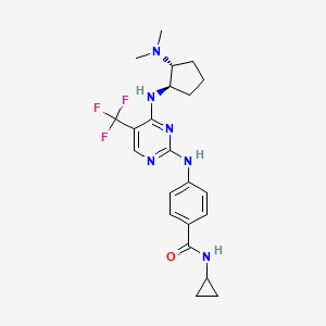 molecular formula C22H27F3N6O B11934413 N-cyclopropyl-4-[[4-[[(1R,2R)-2-(dimethylamino)cyclopentyl]amino]-5-(trifluoromethyl)pyrimidin-2-yl]amino]benzamide 