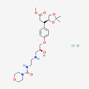 molecular formula C25H40ClN3O8 B11934575 methyl 3-[(4S)-2,2-dimethyl-1,3-dioxolan-4-yl]-3-[4-[(2S)-2-hydroxy-3-[2-(morpholine-4-carbonylamino)ethylamino]propoxy]phenyl]propanoate;hydrochloride 