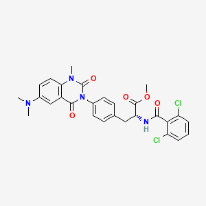 molecular formula C28H26Cl2N4O5 B11934578 methyl (2R)-2-[(2,6-dichlorobenzoyl)amino]-3-[4-[6-(dimethylamino)-1-methyl-2,4-dioxoquinazolin-3-yl]phenyl]propanoate 