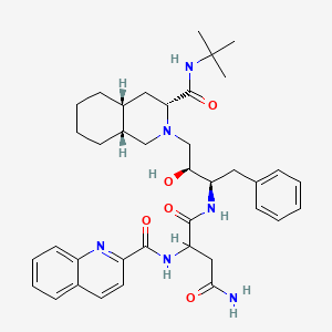 molecular formula C38H50N6O5 B11934840 N-[(2R,3S)-4-[(3R,4aR,8aR)-3-(tert-butylcarbamoyl)-3,4,4a,5,6,7,8,8a-octahydro-1H-isoquinolin-2-yl]-3-hydroxy-1-phenylbutan-2-yl]-2-(quinoline-2-carbonylamino)butanediamide 