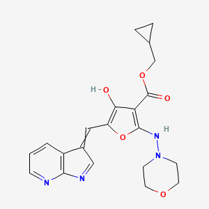molecular formula C21H22N4O5 B11934884 Cyclopropylmethyl 4-hydroxy-2-(morpholin-4-ylamino)-5-(pyrrolo[2,3-b]pyridin-3-ylidenemethyl)furan-3-carboxylate 