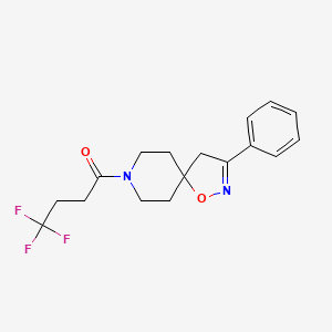 molecular formula C17H19F3N2O2 B1193500 4,4,4-Trifluoro-1-(3-Phenyl-1-Oxa-2,8-Diazaspiro[4.5]dec-2-En-8-Yl)butan-1-One 