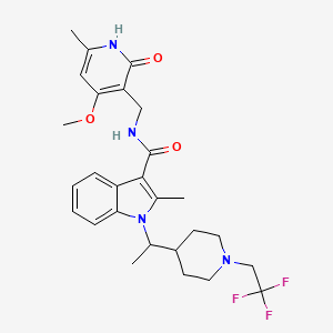 molecular formula C27H33F3N4O3 B11935087 N-[(4-methoxy-6-methyl-2-oxo-1H-pyridin-3-yl)methyl]-2-methyl-1-[1-[1-(2,2,2-trifluoroethyl)piperidin-4-yl]ethyl]indole-3-carboxamide 